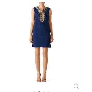 Tory Burch navy embroidered shift dress